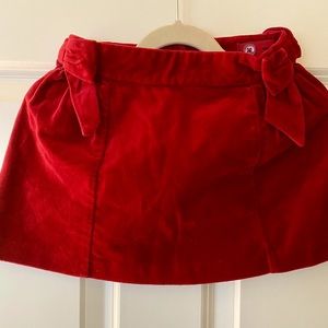 Janie and Jack Red Velvet Skirt Size 3T Like New!